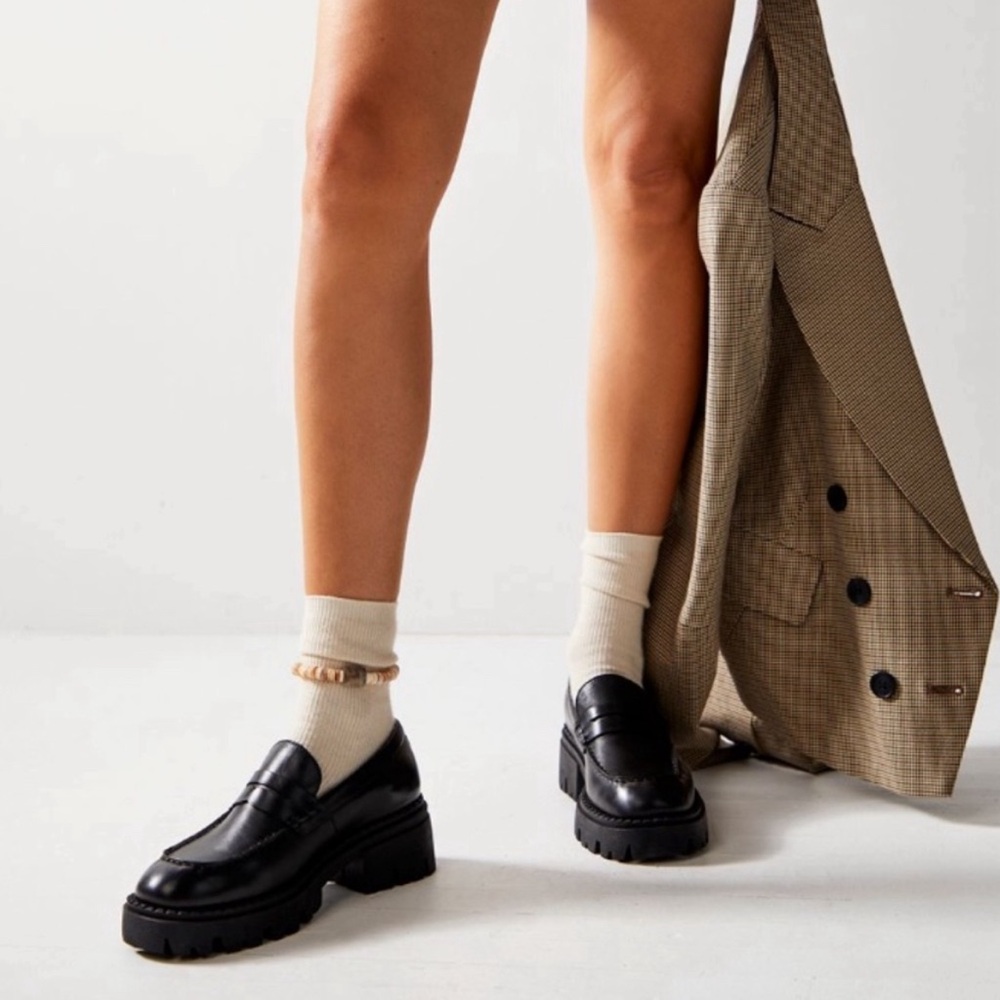 Free People Lyra lug sole black penny loader - W9.5 New In Box
